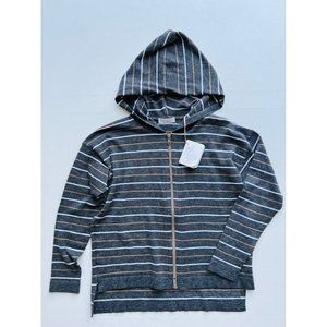 Brunello Cucinelli Kids Cashmere Blend Striped Hoodie Zip Grey ( 8 )